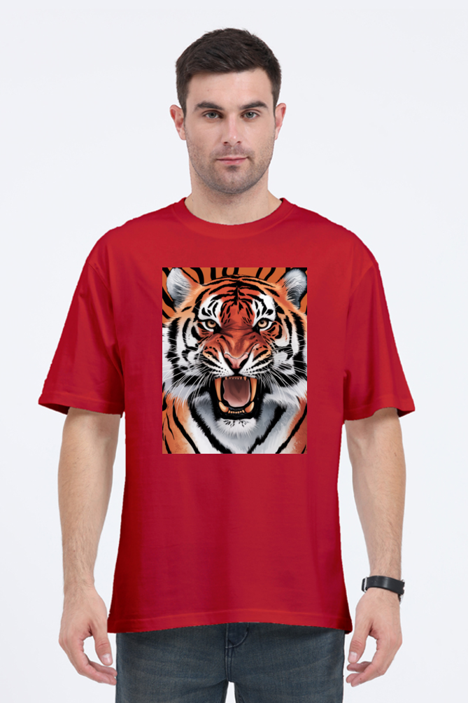 Spiritual Animal Tiger Print Oversized T-shirt for Men