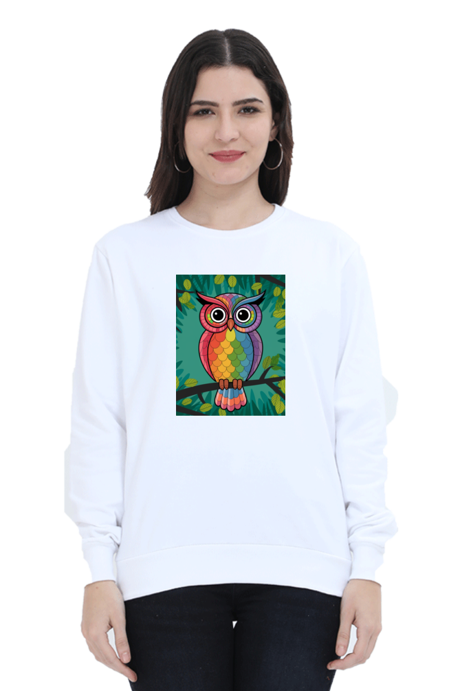 Spiritual Bird Owl Printed Sweatshirt for Women