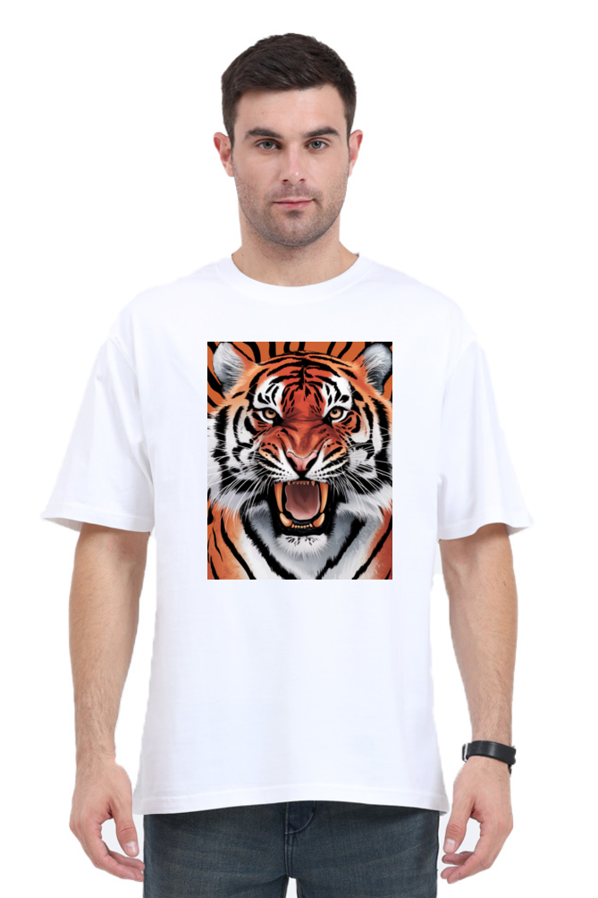 Spiritual Animal Tiger Print Oversized T-shirt for Men