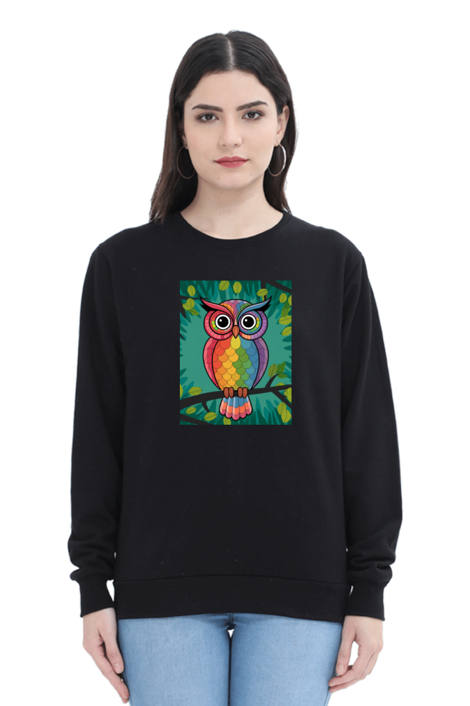 Spiritual Bird Owl Printed Sweatshirt for Women
