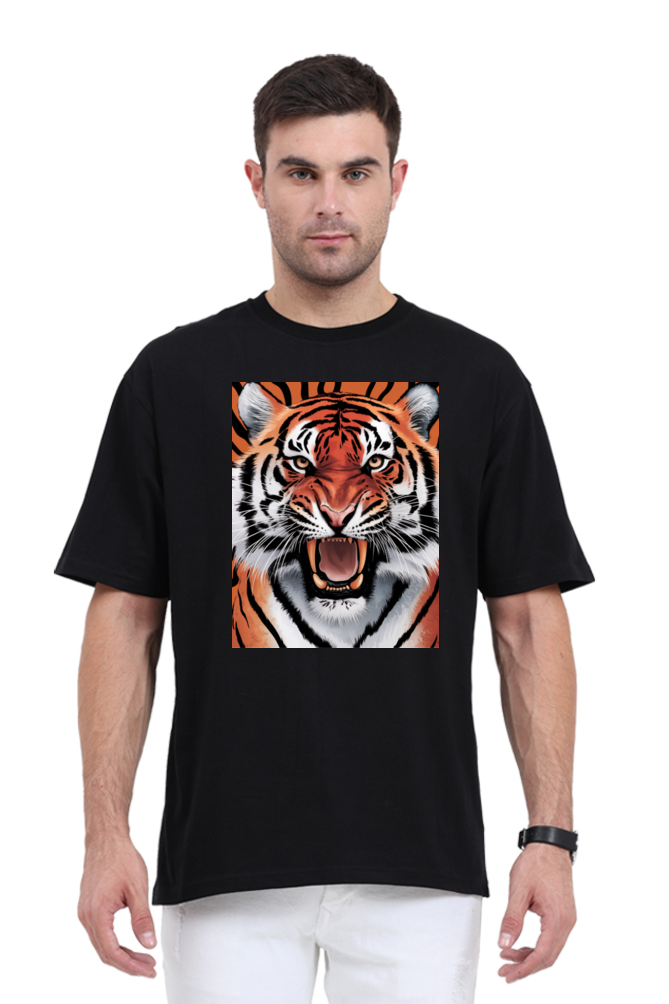 Spiritual Animal Tiger Print Oversized T-shirt for Men