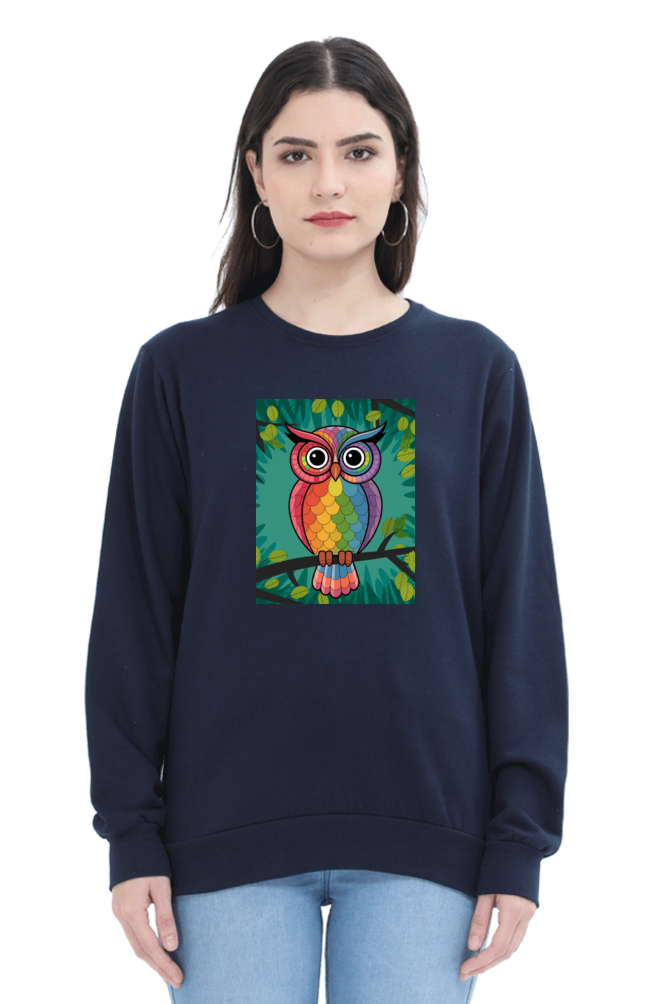 Spiritual Bird Owl Printed Sweatshirt for Women