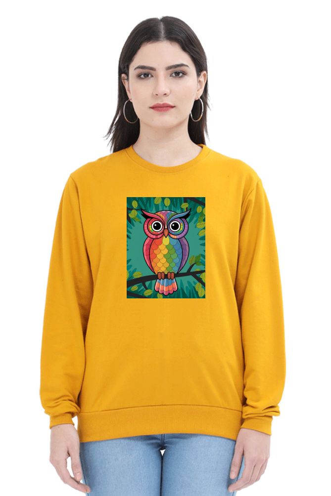 Spiritual Bird Owl Printed Sweatshirt for Women