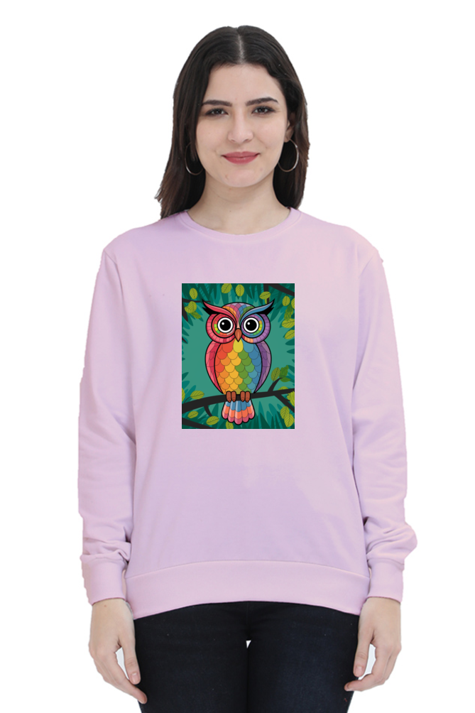 Spiritual Bird Owl Printed Sweatshirt for Women