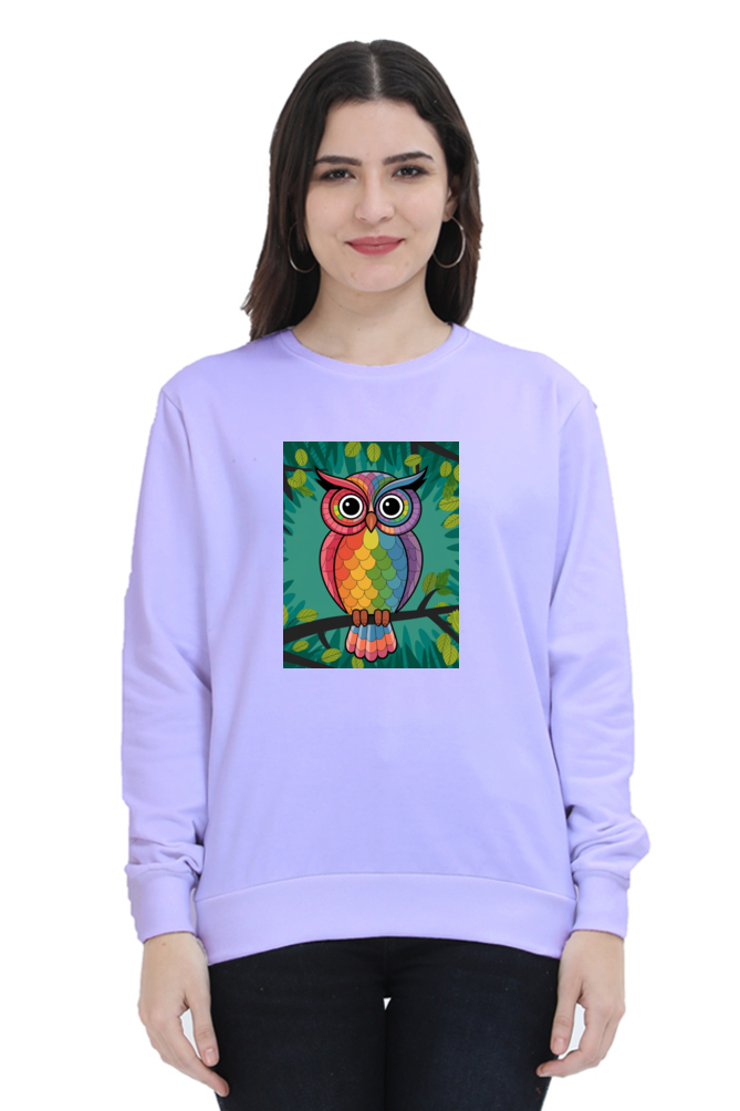 Spiritual Bird Owl Printed Sweatshirt for Women