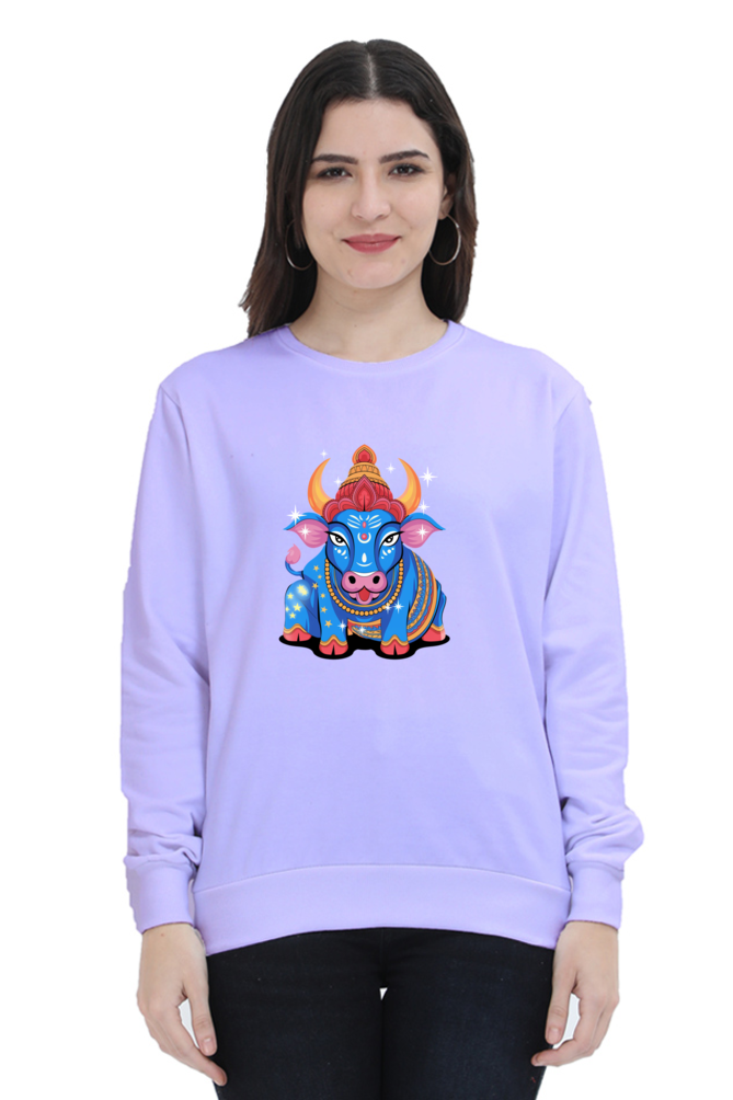 Spiritual Animal Nandi Printed Sweatshirt for Women