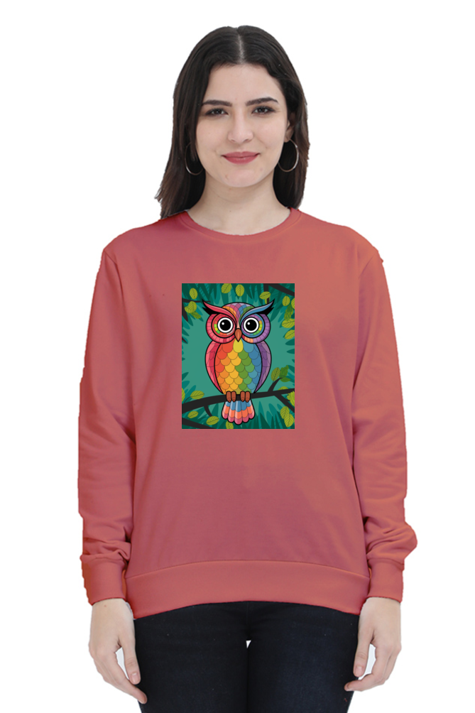 Spiritual Bird Owl Printed Sweatshirt for Women
