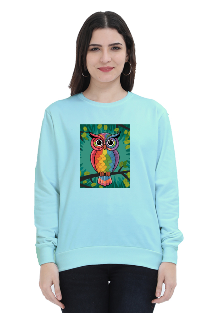 Spiritual Bird Owl Printed Sweatshirt for Women