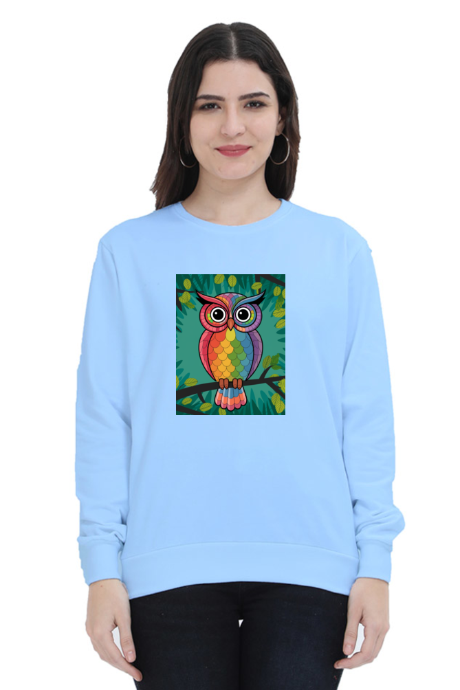 Spiritual Bird Owl Printed Sweatshirt for Women