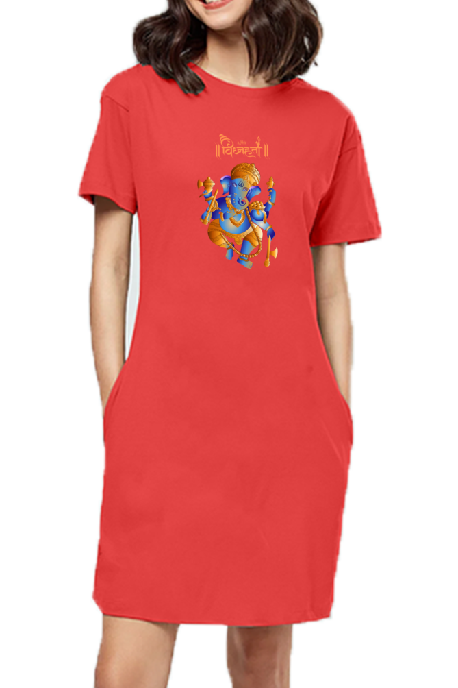 Vignharta Ganesha Print T-shirt Dress