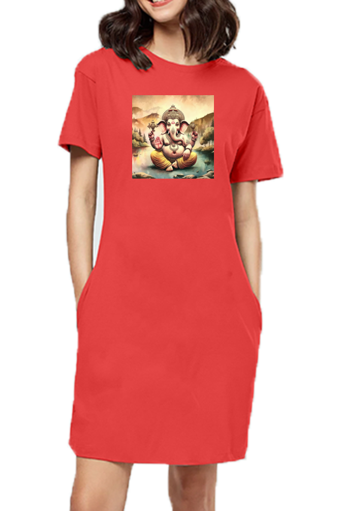 Lord Ganesha Print T-shirt Dress