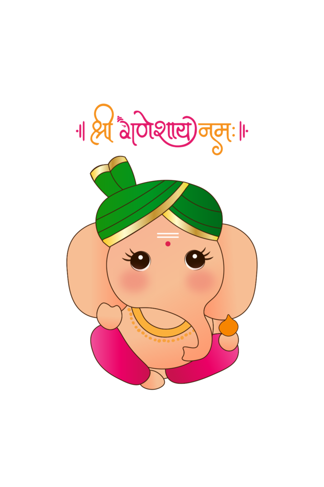 श्री गणेशाय नमः Colourful Cute Ganesha Print Crop Top