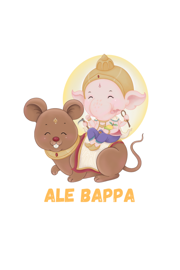 "Ale Bappa "  Cute Ganesha withb Mushak  Print Oversized T-shirt for Men