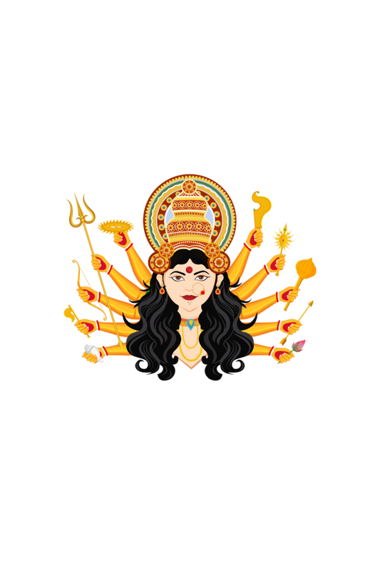 Durga Maa with Asthra on Hands Printed Crop Top