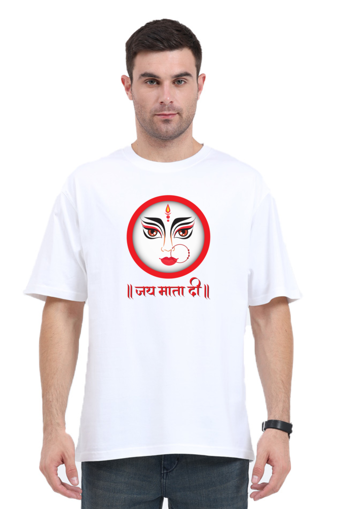 Jai Mata Di Printed Half Sleeve Oversized T-shirt for Men