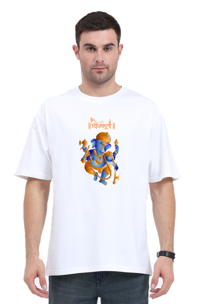 Vighnaharta Bappa Half Sleeve Oversized T-shirt for Men