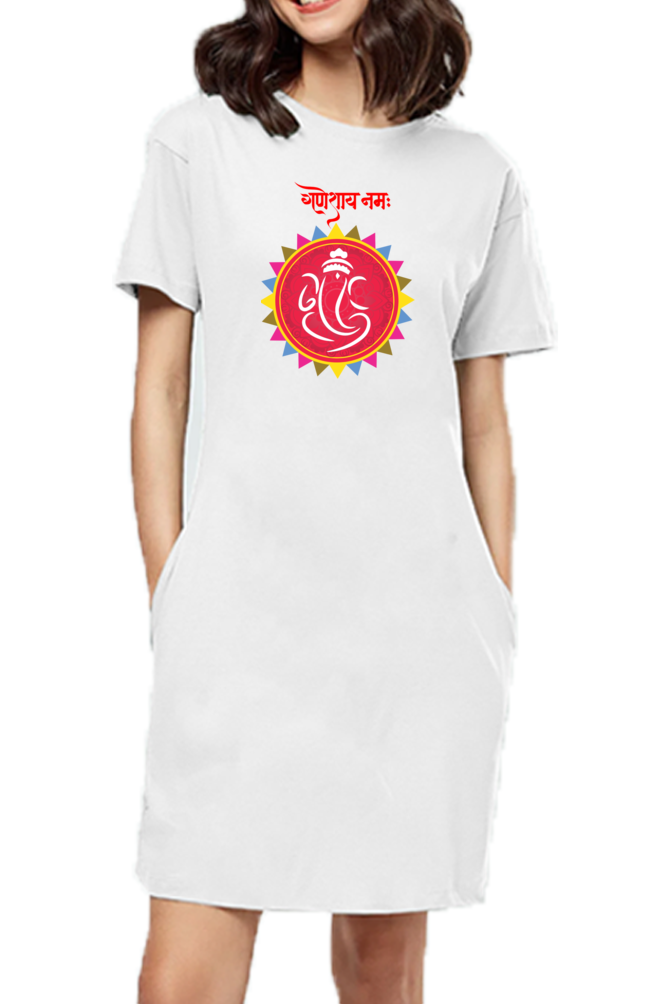श्री गणेशाय नमः Colourful Mandala Print T-shirt Dress