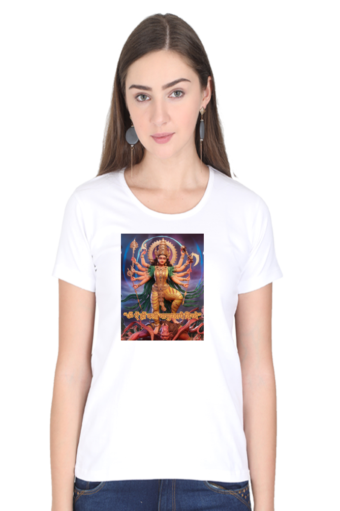 Chamunda Maa 3D Print Half Sleeve T-shirt for Women