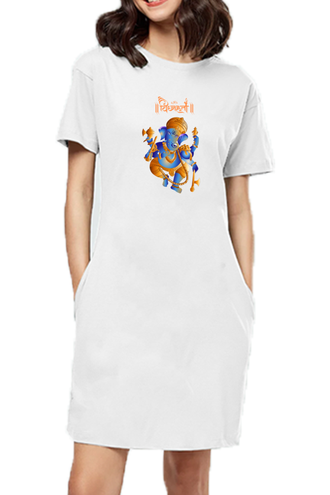 Vignharta Ganesha Print T-shirt Dress