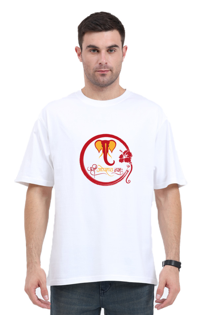 श्री गणेशाय नमः Printed Half Sleeve Oversized T-Shirt for Men