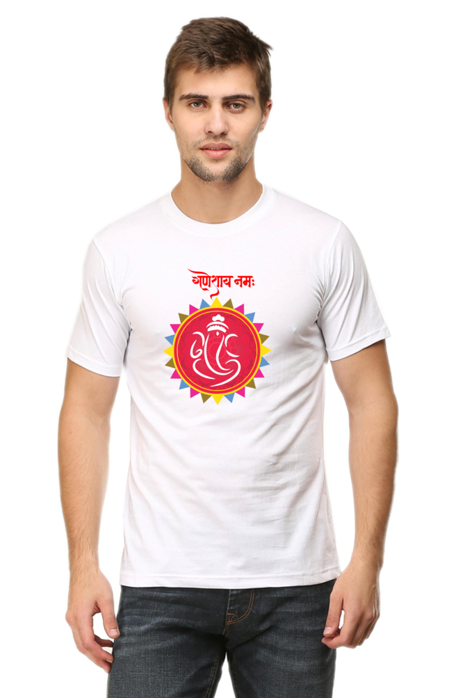 श्री गणेशाय नमः Colourful Mandala Print Half Sleeve T-Shirt for Men