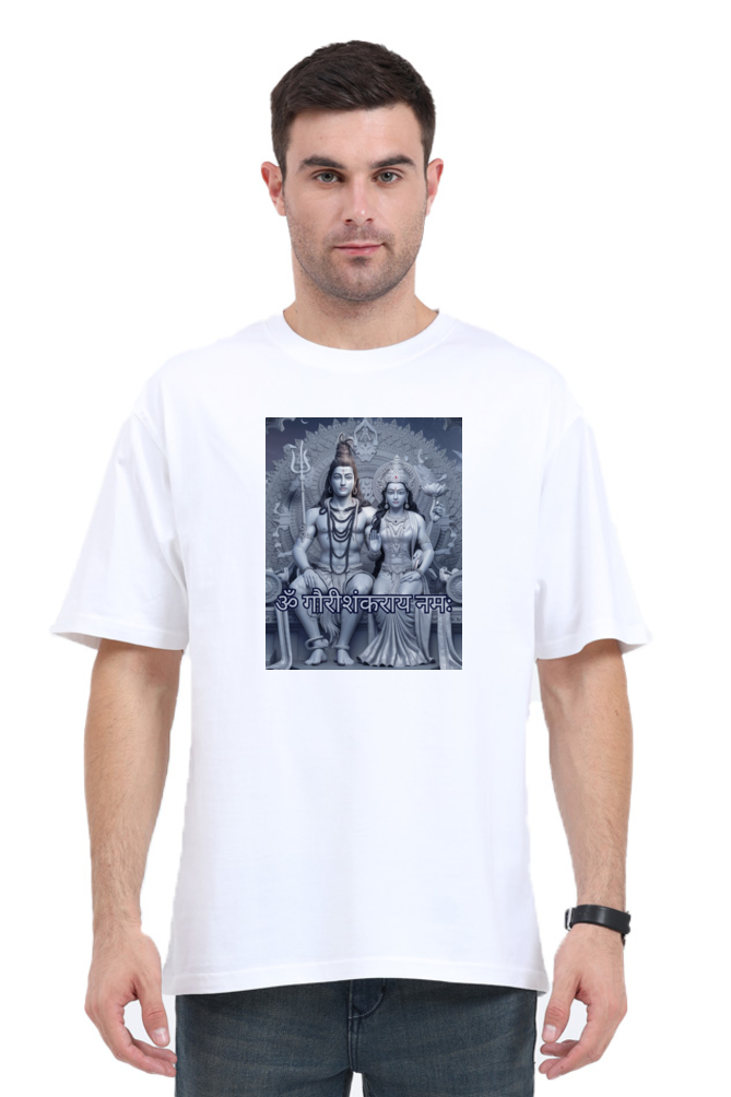 Gauri Shankar 3D Print Half Sleeve Oversized T-Shirt