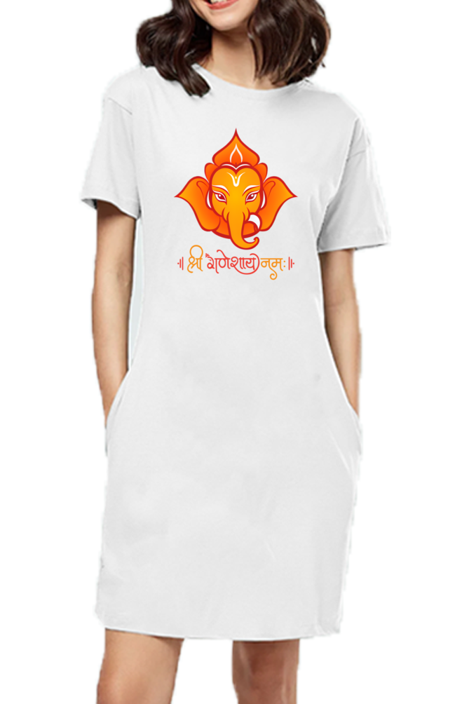 Shree Ganesha Print T-shirt Dress for Women