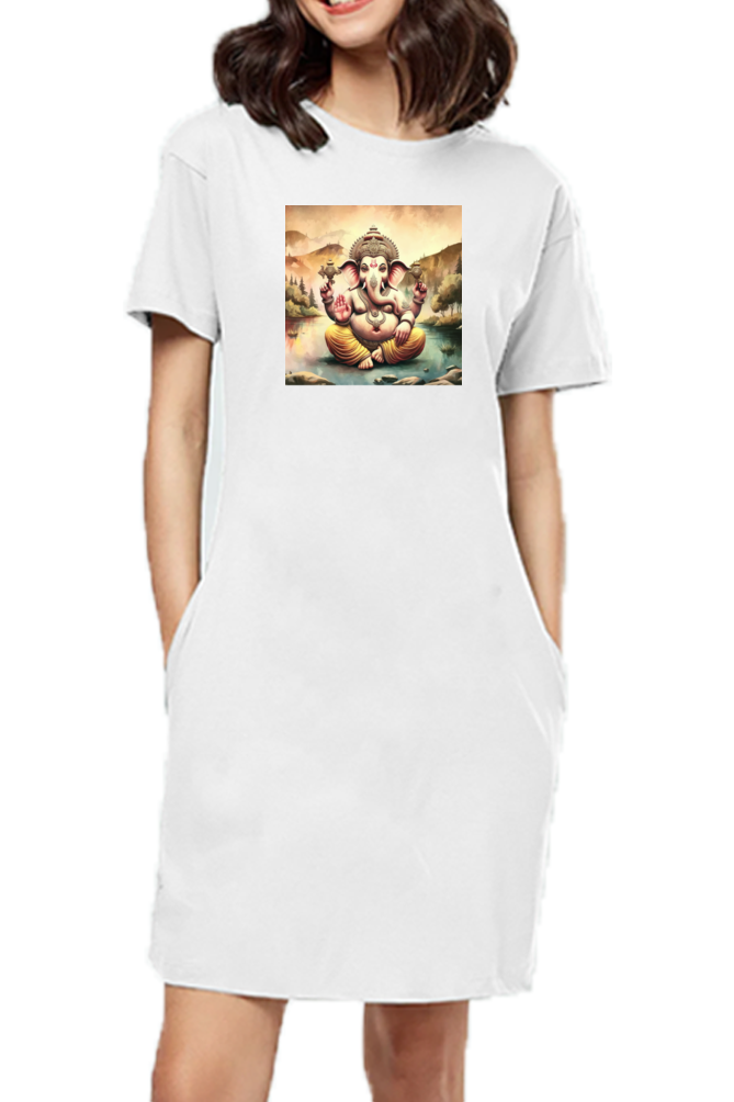 Lord Ganesha Print T-shirt Dress