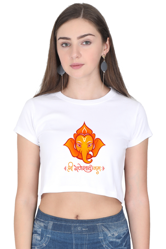 Shree Ganesha Print Crop Top