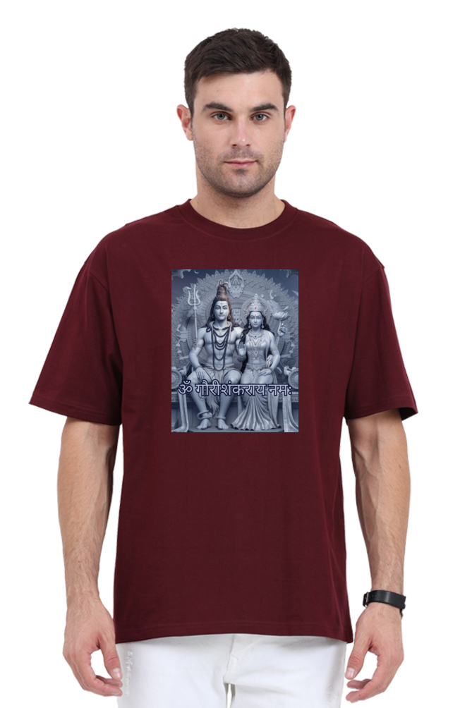 Gauri Shankar 3D Print Half Sleeve Oversized T-Shirt