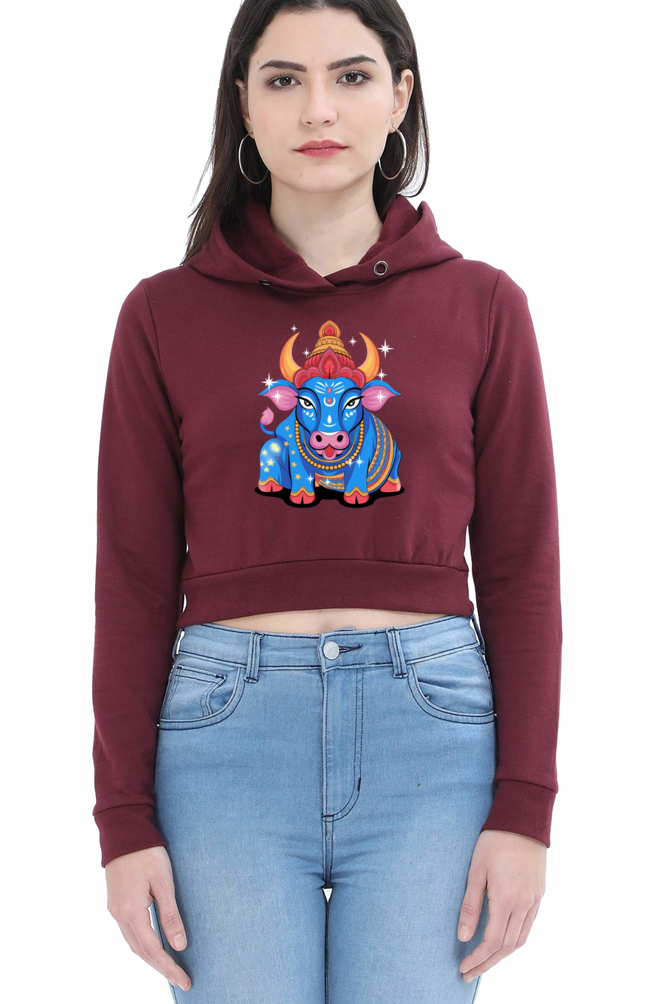 Nandi Print Crop Hoodie for Women