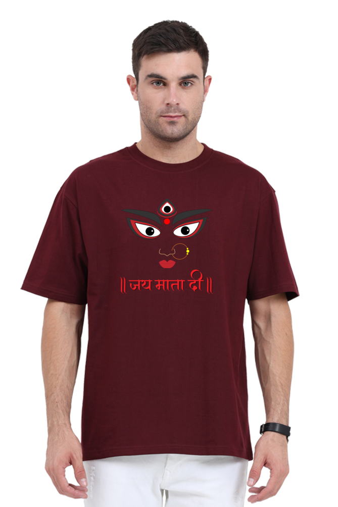 "Jai Mata di " Print Half Sleeve Oversized T-shirt