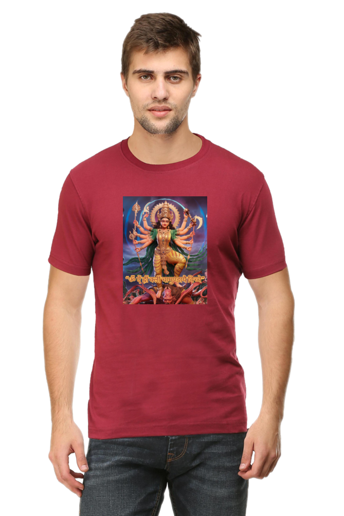 Durga Maa in Kaali Swaroop Printed Half Sleeve T-Shirt for Men