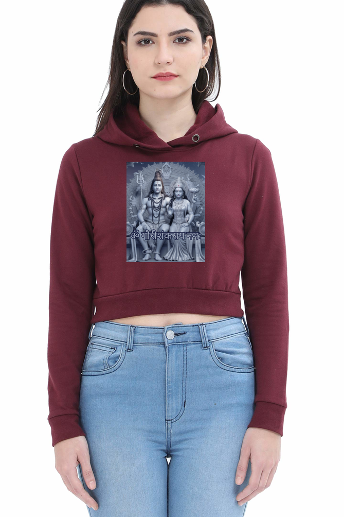 Gauri Shankar 3D print Crop Hoodie for Women