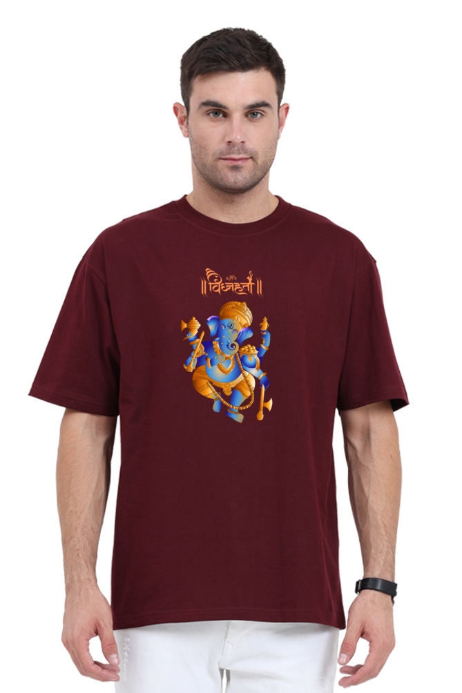 Vighnaharta Bappa Half Sleeve Oversized T-shirt for Men