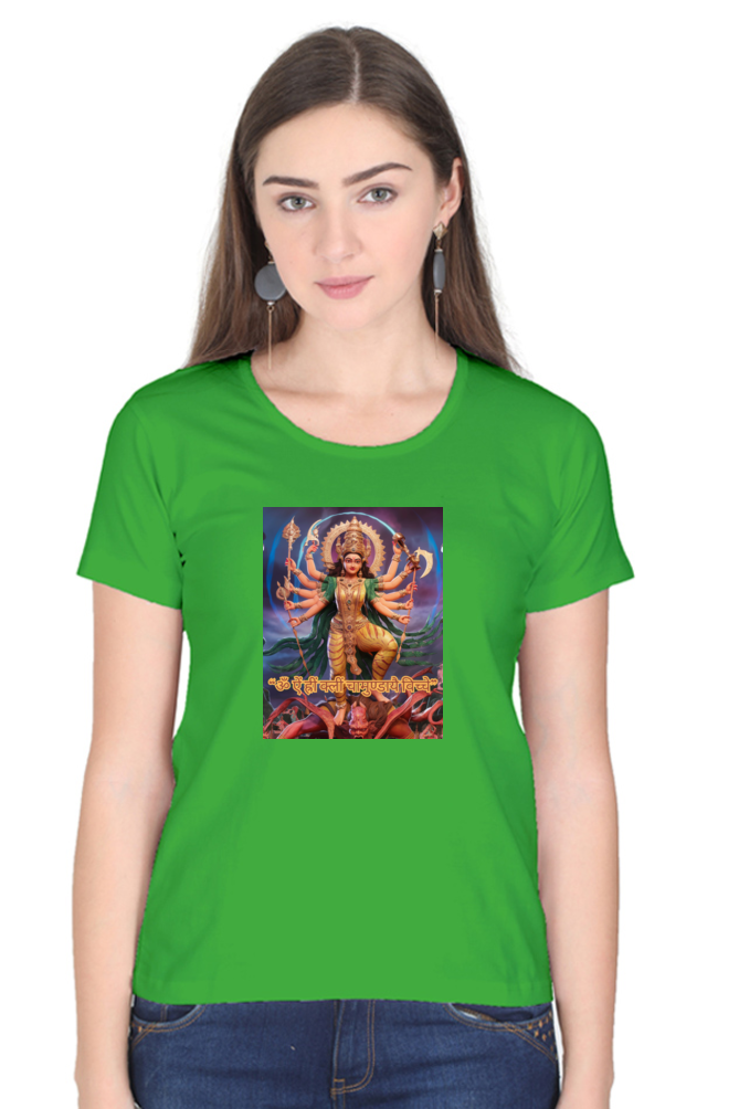 Chamunda Maa 3D Print Half Sleeve T-shirt for Women