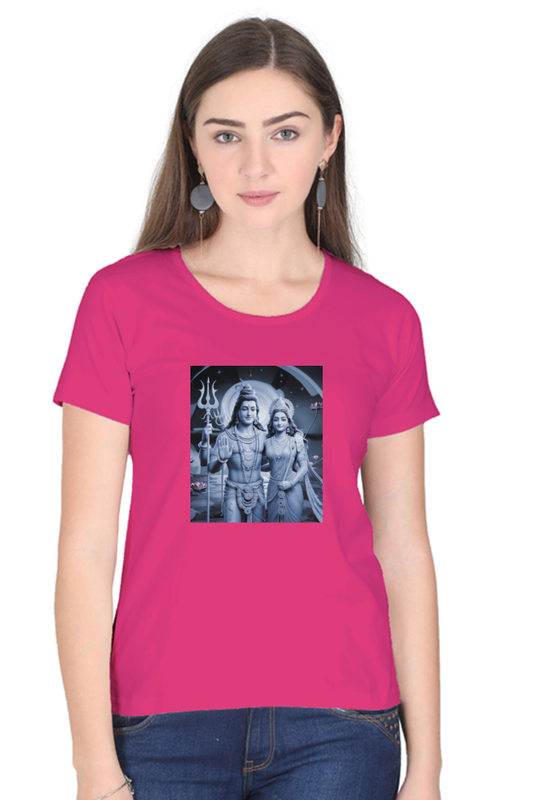 Gauri Shankar 3D Print Half Sleeve T-Shirt for Women