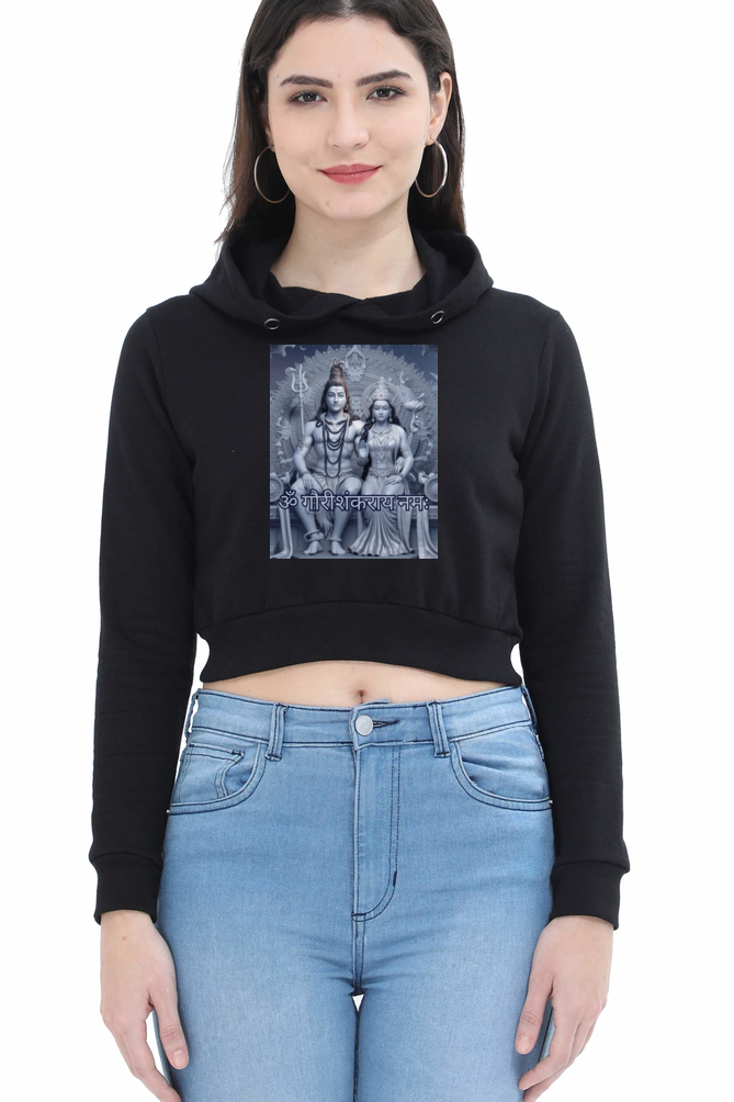Gauri Shankar 3D print Crop Hoodie for Women