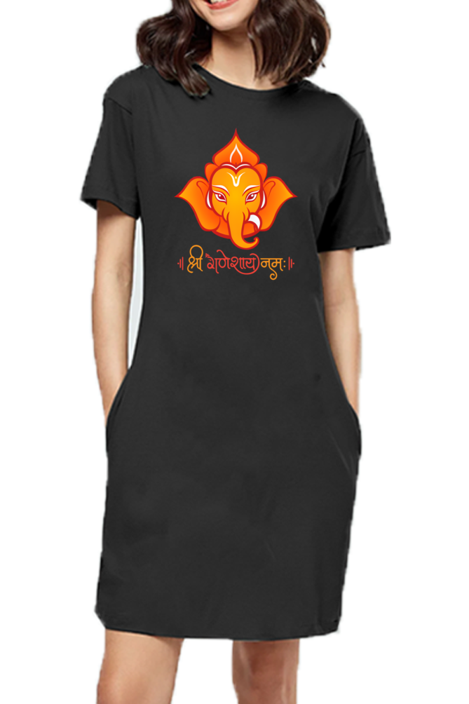 Shree Ganesha Print T-shirt Dress for Women
