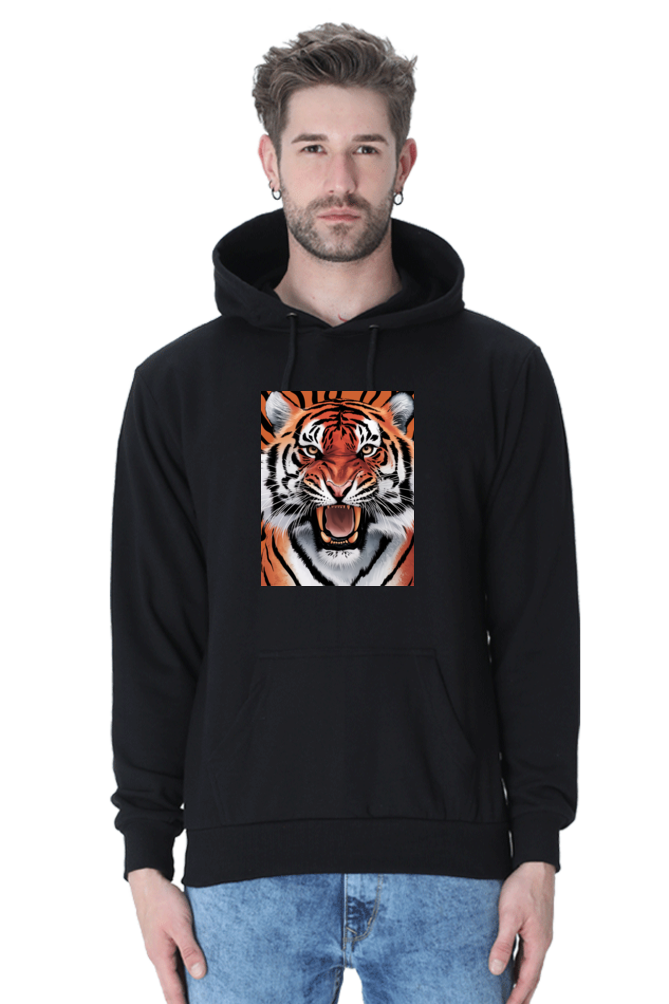 Spiritual Animal Tiger Print Hooded Sweatshirt for Men