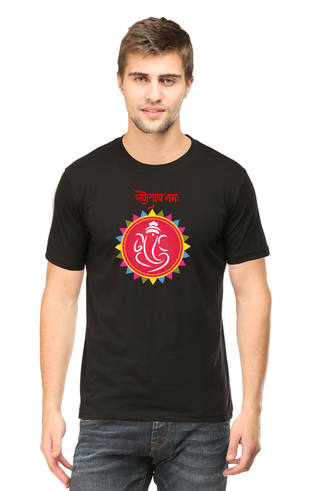श्री गणेशाय नमः Colourful Mandala Print Half Sleeve T-Shirt for Men