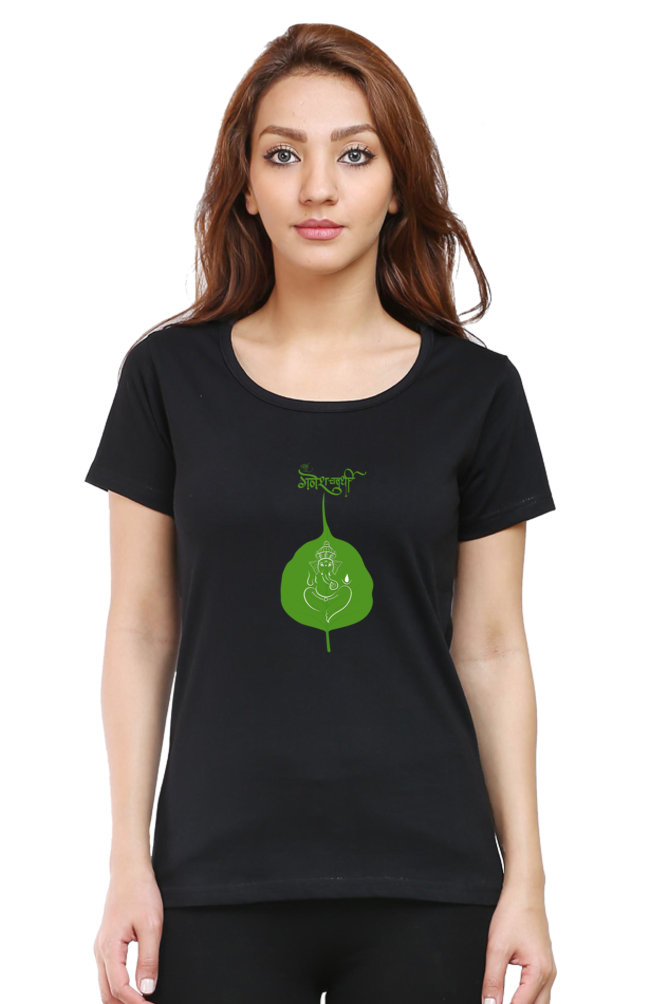 Shree Ganesha Print Half Sleeve T-shirt for Women
