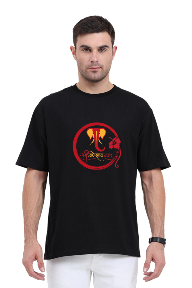 श्री गणेशाय नमः Printed Half Sleeve Oversized T-Shirt for Men