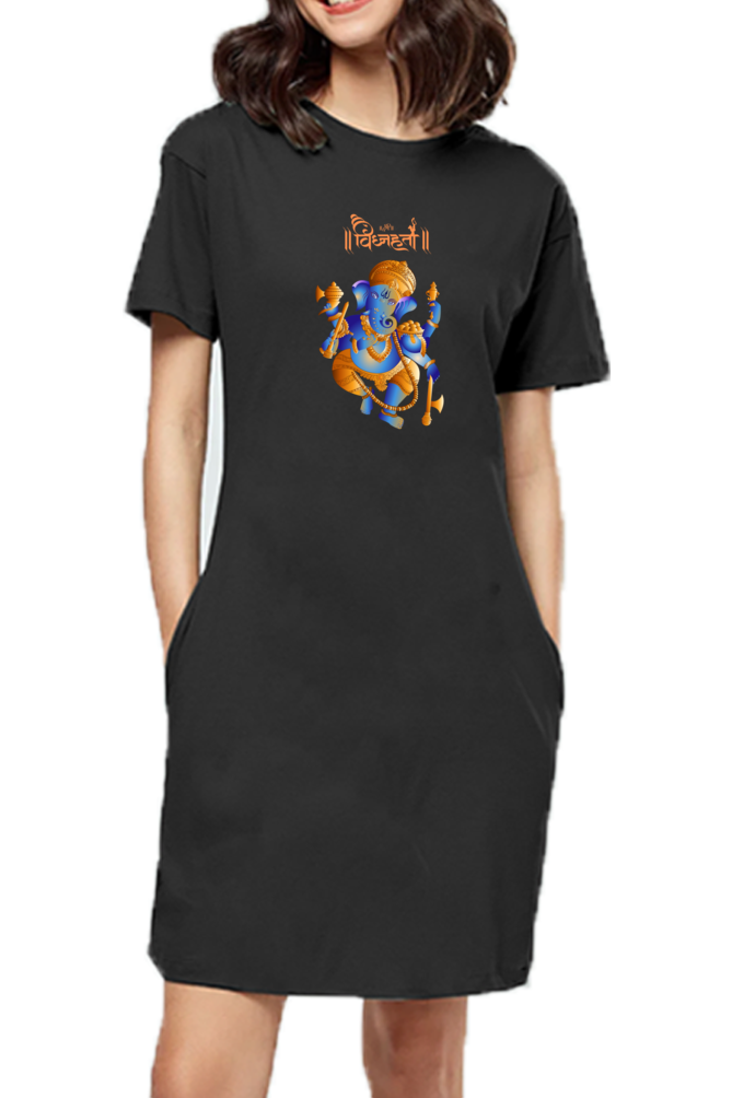 Vignharta Ganesha Print T-shirt Dress