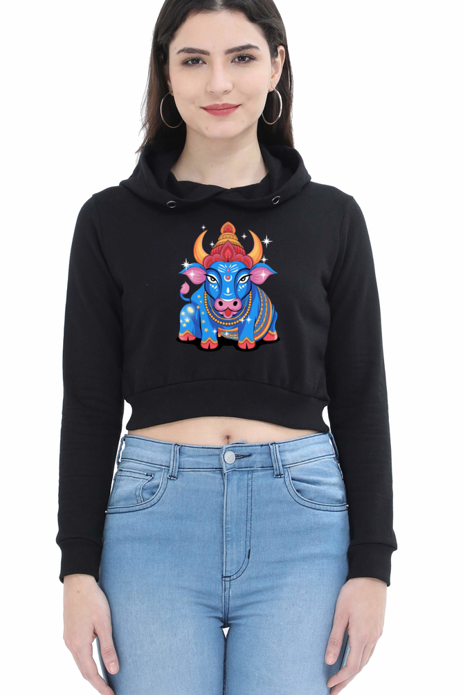Nandi Print Crop Hoodie for Women