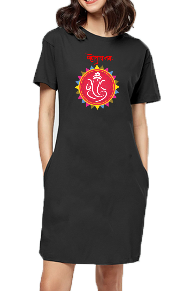 श्री गणेशाय नमः Colourful Mandala Print T-shirt Dress