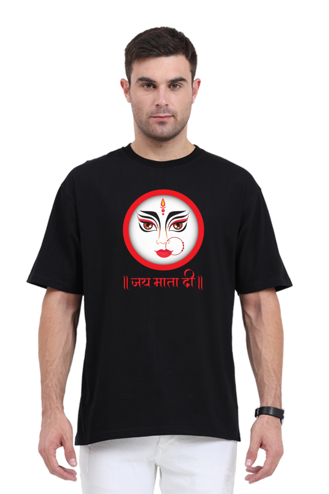 Jai Mata Di Printed Half Sleeve Oversized T-shirt for Men