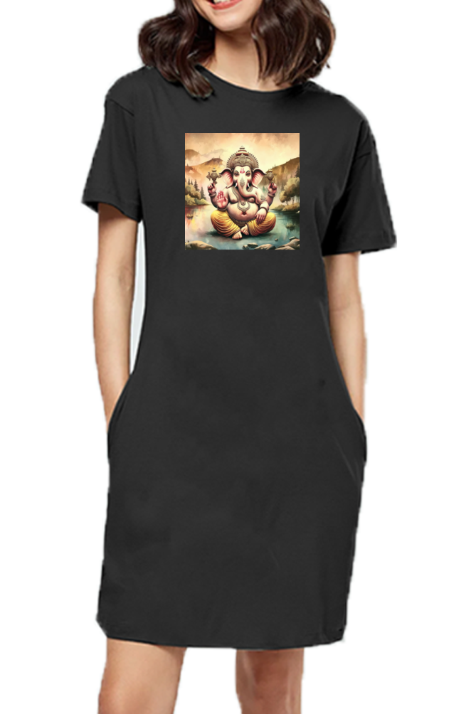 Lord Ganesha Print T-shirt Dress