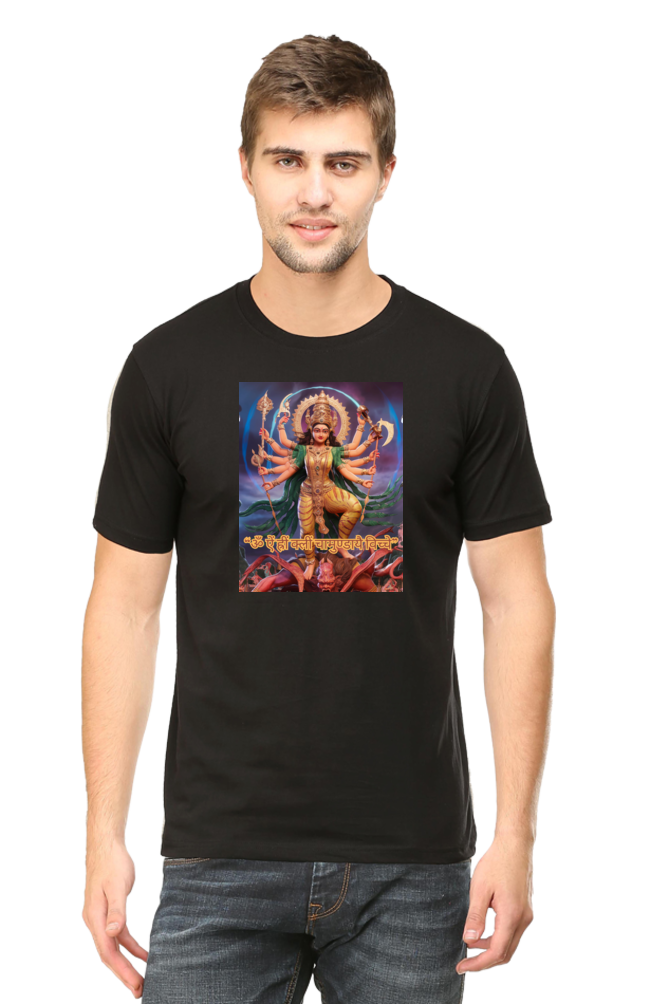 Durga Maa in Kaali Swaroop Printed Half Sleeve T-Shirt for Men
