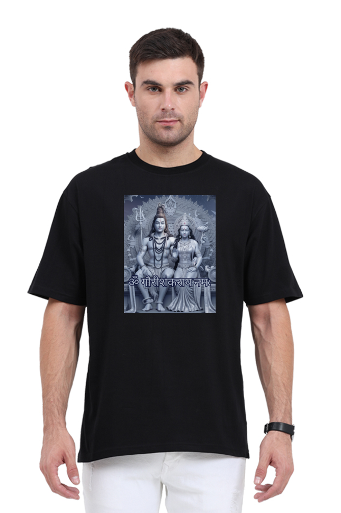 Gauri Shankar 3D Print Half Sleeve Oversized T-Shirt